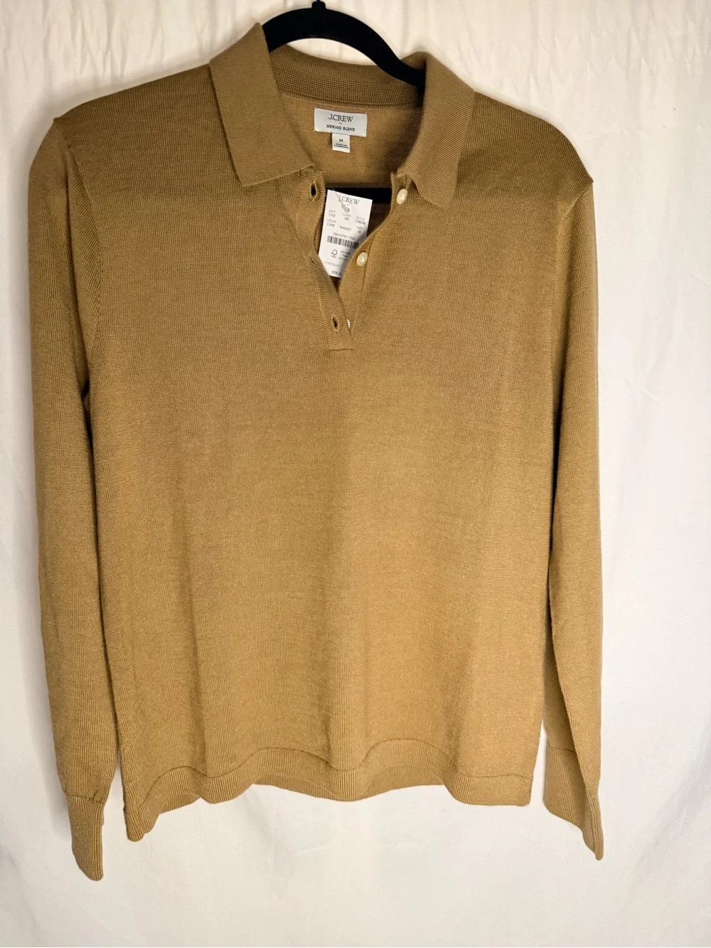 J. Crew Merino-Blend Polo Sweater in Camel